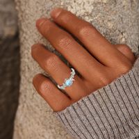 Bague Agate Mousse Naturelle Bague Feuille en Argent Sterling 925 Bagues de Fiançailles pour Femmes Bijoux Cadeau