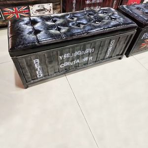 Panca in pelle Vintage europea panca per scarpe multifunzione pouf sgabello contenitore contenitore creativo sgabello negozio di abbigliamento - Product Image 5