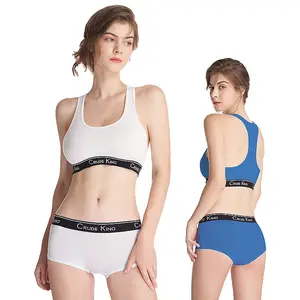 Großhandel Teenager Baumwolle Damen Sport sexy BH und Boxer Set Workout-Sets Boxer Sport Unterwäsche QUW21116