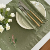 Napperons carrés modernes personnalisés en tissu teint et brodé réutilisables – Décoration de table haut de gamme pour hôtels, mariages, banquets et fêtes à domicile