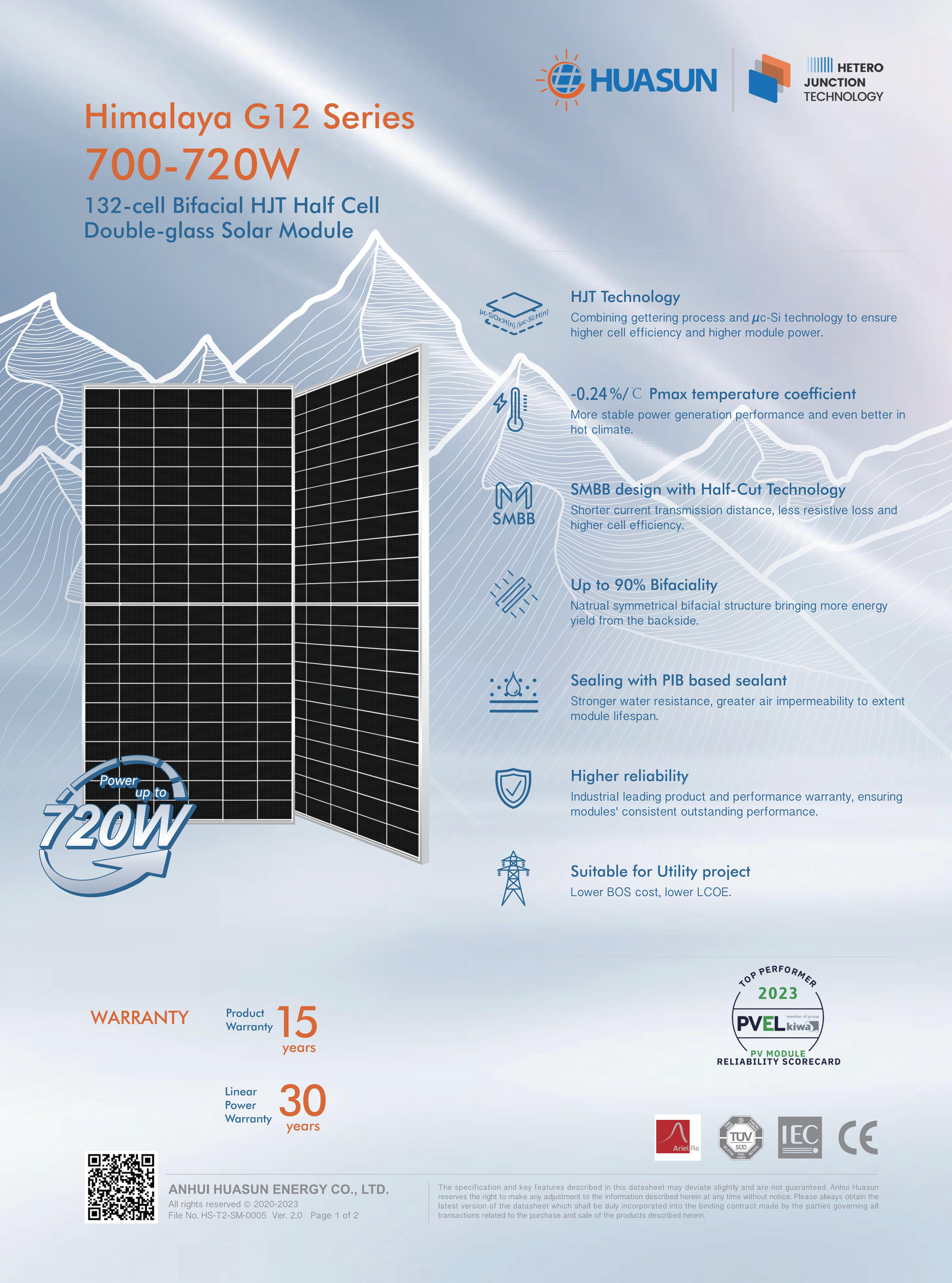 Huasun 720W HJT Solar Panels for Home Roof Installation - Double