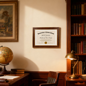 Cadre <span class=keywords><strong>de</strong></span> diplôme en bois moderne fait main 2026 avec logo personnalisé, miroir, portrait, pour décoration <span class=keywords><strong>de</strong></span> bureau, affichage <span class=keywords><strong>de</strong></span> documents et récompenses - Product Image 1