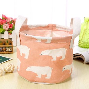 <span class=keywords><strong>Casa</strong></span> plegable Almacenamiento pequeño Algodón Lino Contenedores de almacenamiento redondos Cesta para escritorio <span class=keywords><strong>CD</strong></span> Almacenamiento de Juguetes - Product Image 5