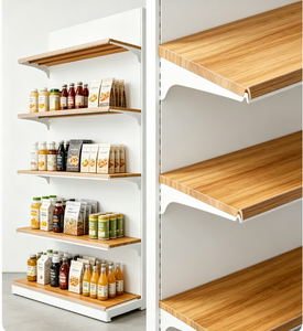 Estantería de Góndola de Madera Resistente para Supermercado, Estante Rectangular sin Respaldo de 5 Niveles Ajustables para Montaje en Pared, para Exhibición en Tiendas - Product Image 1