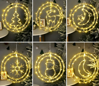 Lumières suspendues 3D en forme de pentagramme, lune, renne et flocons de neige, alimentées par piles, 8 modes, pour Noël, fenêtres, fêtes, décoration de la maison et de la chambre