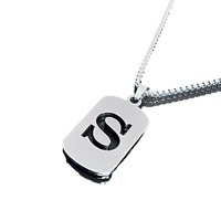 Collier polyvalent avec lettres anglaises à 26 caractères pour couples, chaîne en acier inoxydable, perle, design simple et tendance pour homme et femme