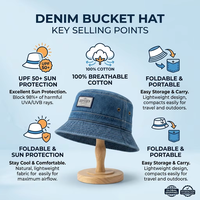 Topi Bucket Denim Vintage Custom Logo Bordir Daisy, Pelindung Matahari, Topi Nelayan Outdoor untuk Wanita Pria Streetwear