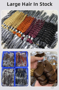 ผมแท้แบบลอนคลาย  แบบถักมือ  ความหนาแน่นสองชั้น  เกรด 10A  สำหรับต่อผมแบบโบโฮ - Product Image 3