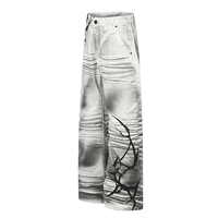 Jeans évasés pour hommes de style streetwear américain, design subculture urbaine, effet usé