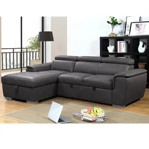 L-förmiges 2-Sitzer-Sofa Modernes Leder Wohnzimmer Sofa Set Möbel Polster Wohn möbel mit Chaise Lounge Sofa Cum Bett