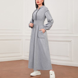Abito con Cappuccio Oversize Personalizzato per Donna, Vendita all'Ingrosso, Vestito <span class=keywords><strong>in</strong></span> <span class=keywords><strong>Felpa</strong></span> <span class=keywords><strong>di</strong></span> <span class=keywords><strong>Cotone</strong></span> <span class=keywords><strong>di</strong></span> Alta Qualità - Product Image 5