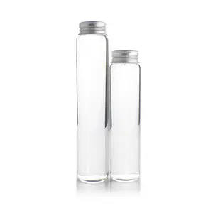 20ml 25ml 30ml 40ml 50ml 60ml Clear Tubular Glass transparent Jar Vial with Screw Aluminum Cap
