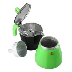 OEM personnalisé café expresso café <span class=keywords><strong>Moka</strong></span> pot 6 tasses aluminium & acier inoxydable portable céramique & verre ensemble direct fabricant - Product Image 2