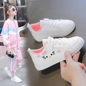 Wholesale New Arrival Cheap Fashion Girls Casual Flat Shoes Kids Sport Shoes White Running Sneakers for 3-12 Years Girls