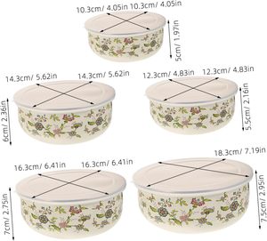Lot de 3 bols de rangement en céramique de porcelaine peints à la main avec couvercle, accessoires de cuisine colorés et abordables pour fruits et aliments, en gros - Product Image 4