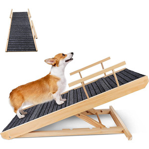 Rampa para Mascotas de Madera Maciza Guangming, Escalera Plegable Ajustable para Perros y Gatos, Escalones para Coche, Color Natural - Product Image 1