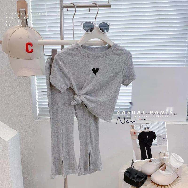 Korean Style Summer Kids Outwear Suits T-shirt and Pants 2pcs