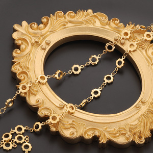 Cadena de girasol de acero inoxidable chapada en oro de 18k para la fabricación de collares, material de joyería DIY, forma de flor redonda hueca H1621 - Product Image 3