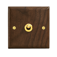 Interruptor de luz de palanca de madera de nogal negro estándar del Reino Unido y enchufes de panel de latón Retro Para el hogar con voltaje máx. 220V