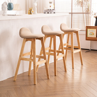 Tabouret de bar moderne nordique à hauteur de comptoir avec revêtement en cuir et dossier confortable pour bar à jus, salon de thé, îlot de cuisine
