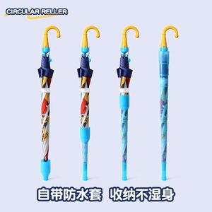 Parapluie droit à motif de dessin animé pour écoliers, parapluie de pluie noir en caoutchouc pour la rentrée scolaire - Product Image 4