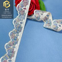 LEIXUSI Dentelle brodée géométrique en organza coloré de 3 cm, style ethnique victorien Dai pour chaussures et accessoires vestimentaires, vente en gros