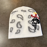 Nouveau bonnet en tricot jacquard Y2K avec motif de crâne, sans revers, chaud pour l'hiver, streetwear pour hommes et femmes