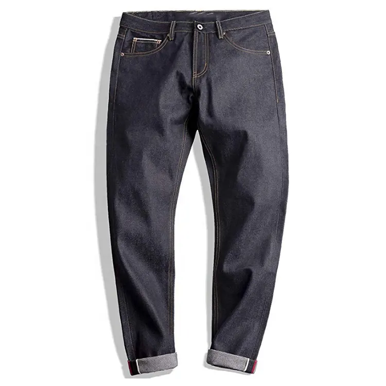 Denim personnalisé pour hommes, 13.8oz, jean droit adapté au japon, lisière à fond conique, offre spéciale