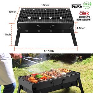 Gril à charbon de bois Portable en acier inoxydable DB pliable hiver outils de barbecue de table en plein air pour la cuisson - Product Image 6