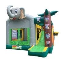 Outdoor Komersial Kelas Gajah Karton Inflatable Bouncer Inflatable Gajah Bouncy Puri dengan Slide untuk Anak-anak
