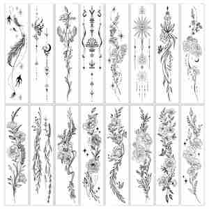 Colorful <b>Flower</b> Wholesale Semi Permanent Long-Lasting Water Transfer Decorative Tattoo <b>Sticker</b> - Product Image 3