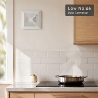 Ventilateur de cuisine carré de 10 pouces, ventilateur d'évacuation mural à faible bruit OEM avec connecteur de conduit, usage domestique, alimenté par courant alternatif