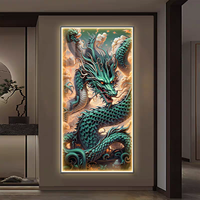 Décoration Murale de Luxe en Alliage d'Aluminium avec Images HD, Cadre LED Dragon, Art Mural pour la Maison, Vente en Gros Usine