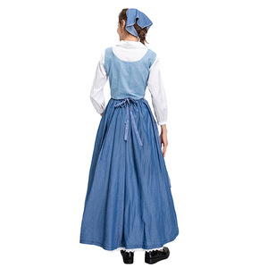 Disfraz de Sirvienta para Mujer, Vestido Largo con Delantal a Cuadros Azules, Disfraz de Fantasía para Halloween, Cosplay - Product Image 5