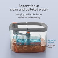 Vadrouille flottante en acier inoxydable Panier en plastique extensible Vadrouille magique Spins Nettoyage à sec Tête de vadrouille Poignée Coffret eau sale
