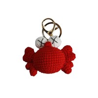Porte-clés artisanal en crochet miniature représentant des animaux marins : crabe, requin, dauphin, poisson, étoile de mer, coquillage, breloque pour sac, pendentif, porte-clés