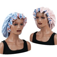 SOLPOP Bonnet de nuit en satin uni double couche avec logo personnalisé, style européen et américain, couleurs assorties, ajustable