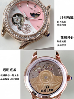 Montre-bracelet mécanique automatique de luxe pour femme, cadran ajouré en or rose et strass, montre élégante pour femme, cadeau d'anniversaire pour elle