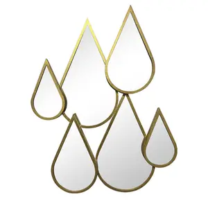 Moderne Kunst-Design Eisen-Metallrahmen goldener Tränentropfenförmiger Spiegel