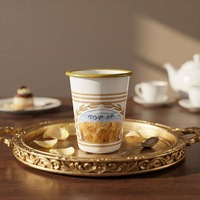 Mug à café en céramique cylindrique avec bord en métal peint à la main, 750 ml, pour cadeau, maison, bureau