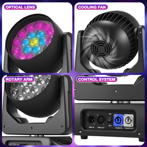 19x15w RGBW 4 in1 Zoom <span class=keywords><strong>LED</strong></span> <span class=keywords><strong>testa</strong></span> <span class=keywords><strong>mobile</strong></span> lavare la luce del palco per eventi festa illuminazione DMX 512 modalità di controllo - Product Image 3