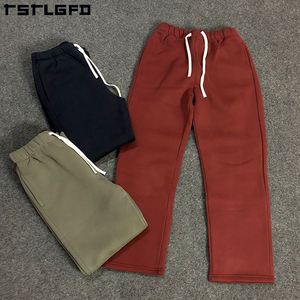 Pantalons de survêtement pour hommes avec logo personnalisé automne solide durable poids moyen coton vintage jambe droite large évasée baggy taille élastique - Product Image 3