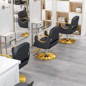 Chaise de salon en cuir PU de qualité supérieure avec cadre doré, chaise de <span class=keywords><strong>barbier</strong></span> ergonomique hydraulique, hauteur réglable, salon de beauté moderne haut de gamme - Product Image 4