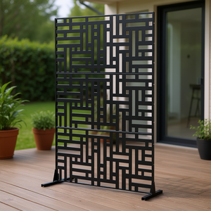 Écran de confidentialité 47 x 76 pouces en métal noir au design moderne pour portes et fenêtres de patio - Product Image 2