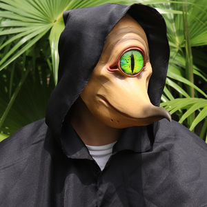 Masque d'horreur d'Halloween Monstre à un œil Masques en latex effrayants Alien Masque de plumeau de la peste à long bec Masque de carnaval Déguisements de fête Accessoires - Product Image 3