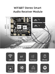 cloudyx Cl-100W专业高品质WiFi 2.4G/<span class=keywords><strong>BT</strong></span> <span class=keywords><strong>5.0</strong></span>音频源流媒体接收器模块无线电路流媒体板立体声 - Product Image 4