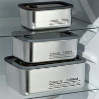 Boîte à lunch hermétique en acier inoxydable 304 avec couvercle en verre transparent et silicone, récipient alimentaire anti-fuite, compatible micro-ondes et congélateur