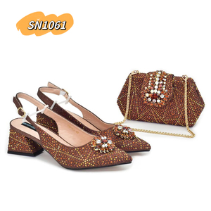 Ensemble de chaussures et sac pour femmes africaines, chaussures et sac de soirée nigérians, chaussures et sacs <span class=keywords><strong>italiens</strong></span> assortis pour femmes - Product Image 1