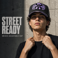 Casquettes de baseball en cuir PU avec broderie florale, visière incurvée et passepoil contrastant, unisexe, vente en gros, commande en gros, stock disponible, faible MOQ