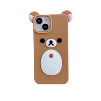 Dessin animé en trois dimensions mignon ours brun Anti-chute coque de téléphone en Silicone pour Phone16promax 15 14 13 couverture arrière housse de protection